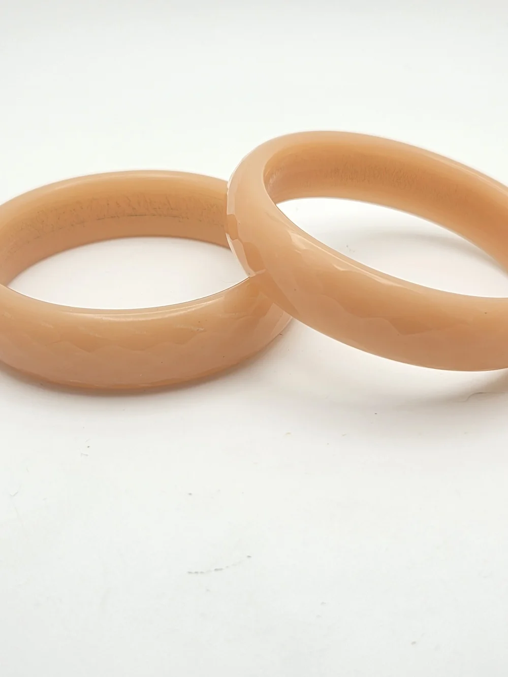 Vintage Peach Glass Bangle Bracelet Set - Set of 2